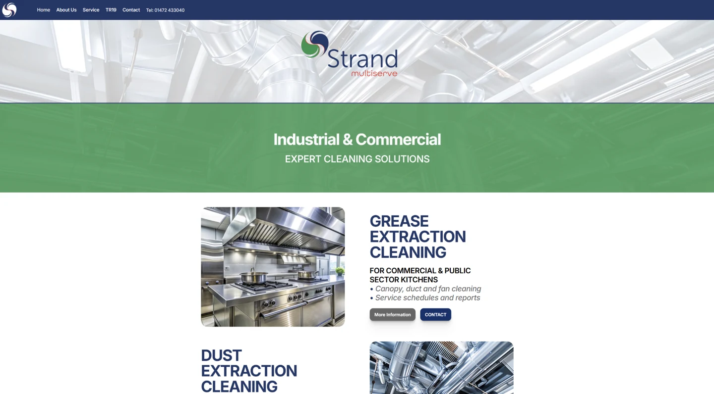 Strand Multiserve homepage at desktop size