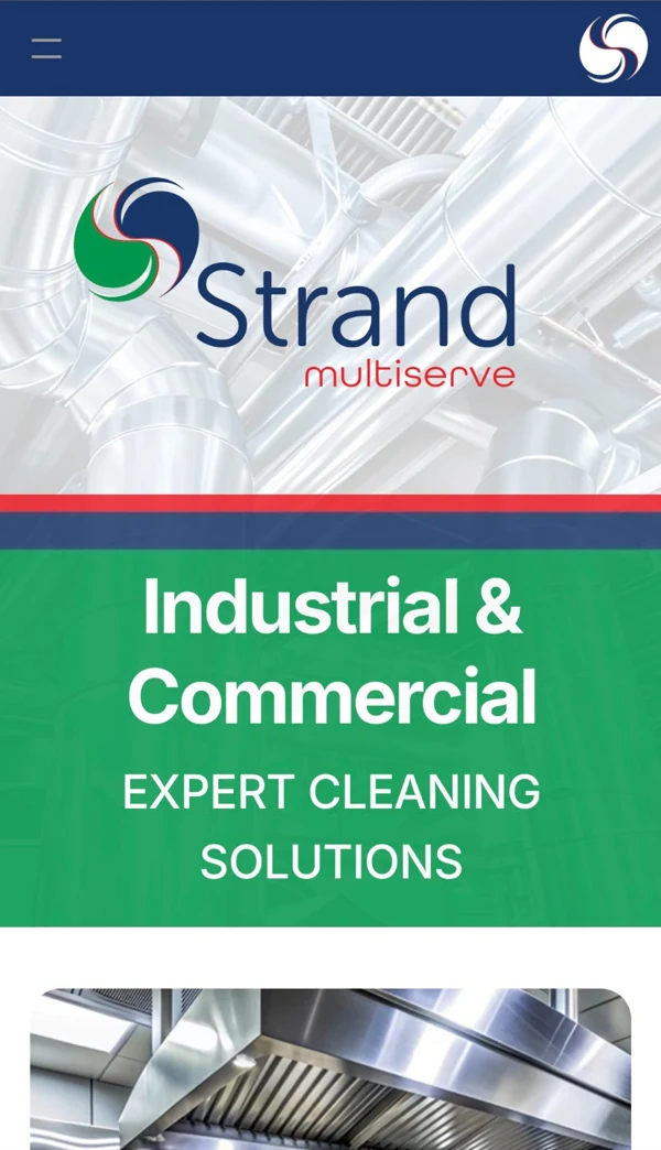 Strand Multiserve homepage at mobile size